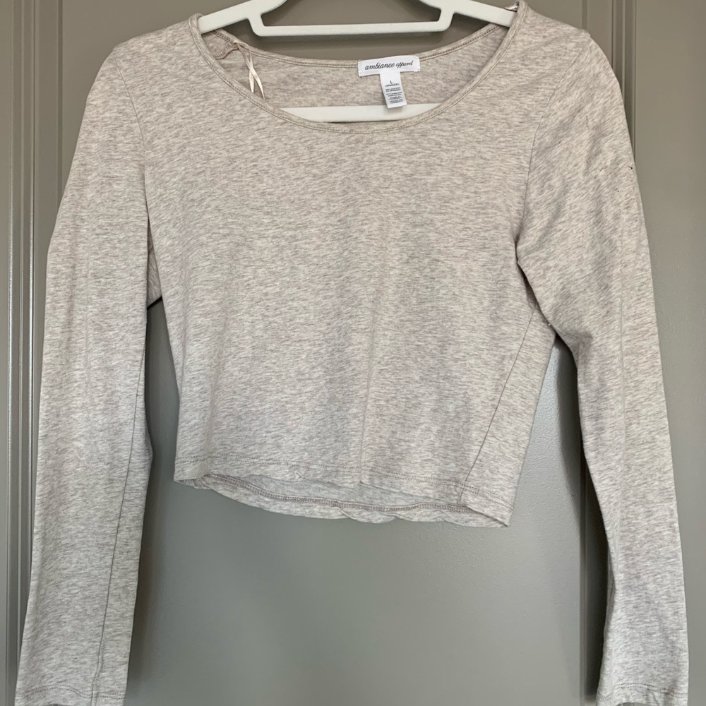 Ambiance Apparel tan Crop Top